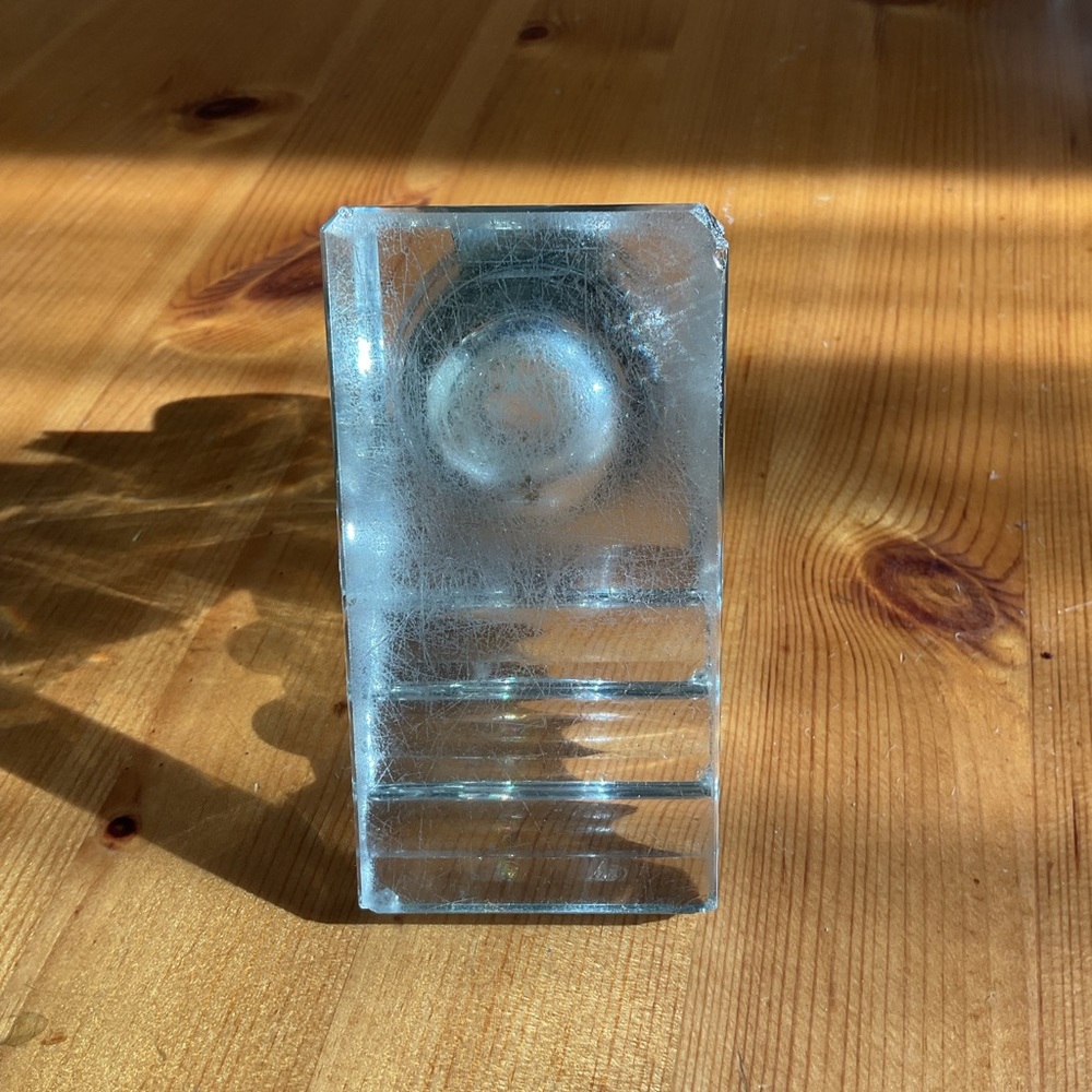 ANTIQUE LEAD CRYSTAL INKWELL PEN HOLDER GLOWY URANIUM VINTAGE VICTORIAN DECO - Picture 7 of 10